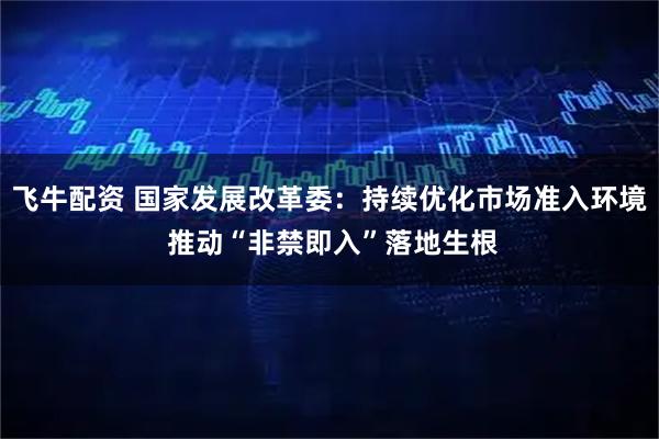 飞牛配资 国家发展改革委：持续优化市场准入环境 推动“非禁即入”落地生根