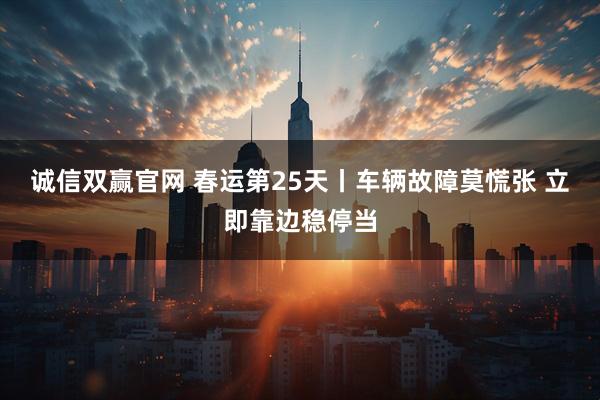 诚信双赢官网 春运第25天丨车辆故障莫慌张 立即靠边稳停当